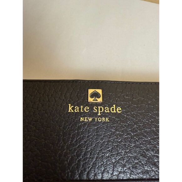 Kate Spade New York Black Pebbled Leather Continental Wallet Bifold Zip Coin Poc - Picture 4 of 8